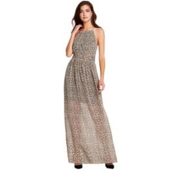 BCBG Maxi Dress Size 4 Sheer Lined Sleeveless Floor Length Animal Print $128 - Picture 1 of 6